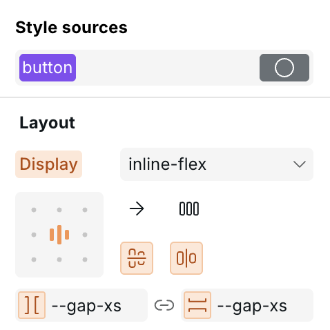 Style Panel property label in orange indicating a style inherited from a larger breakpoint
