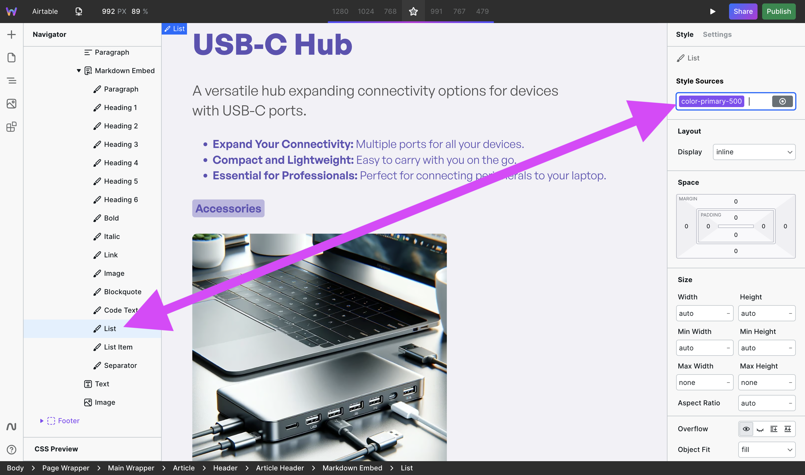 Markdown Embed List styled