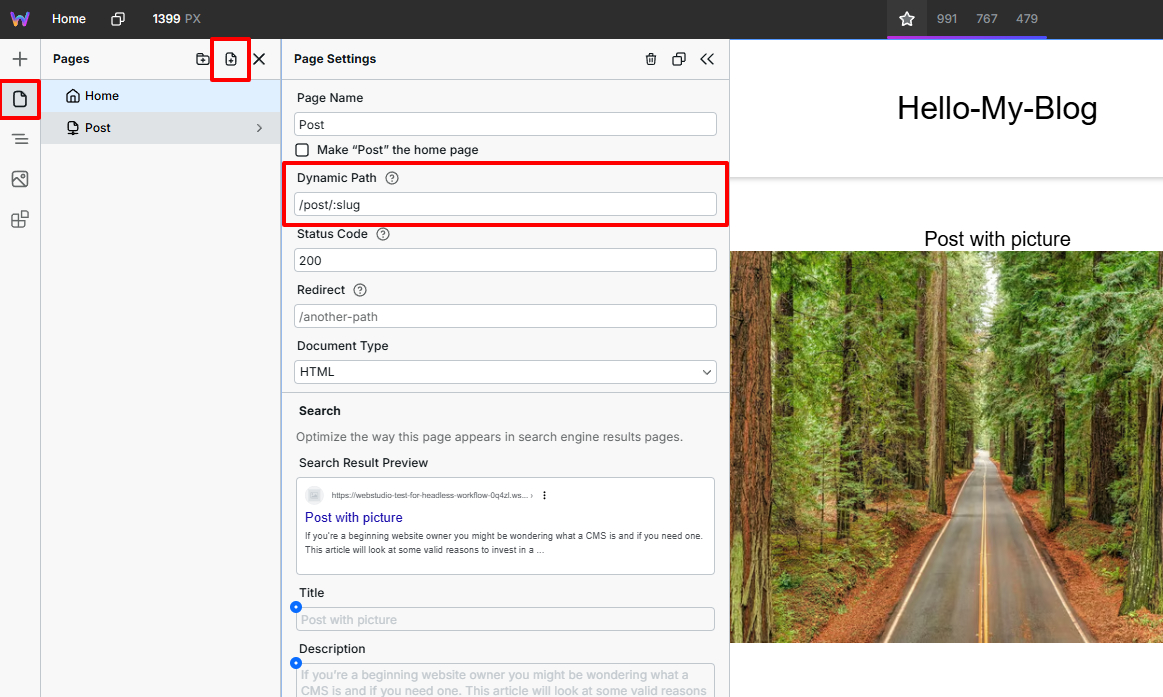 Create a Page with a Dynamic Path