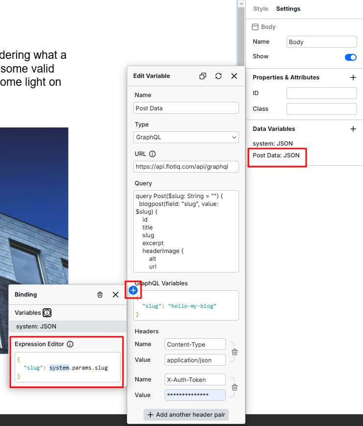 Configure a data variable