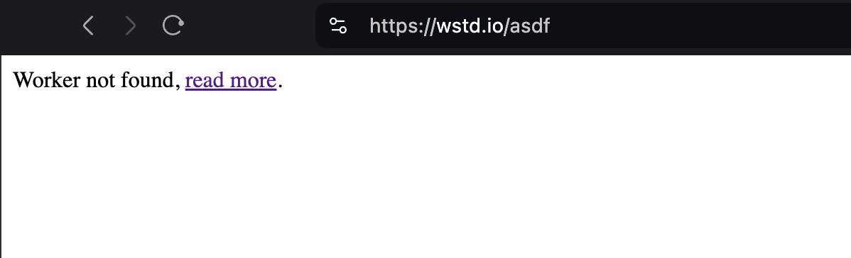 Published site showing a Worker not found error