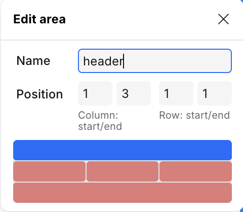 Visual area picker with selected and occupied areas