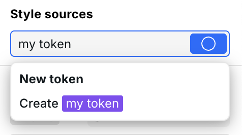 Style sources field with a new Token name ready to be added