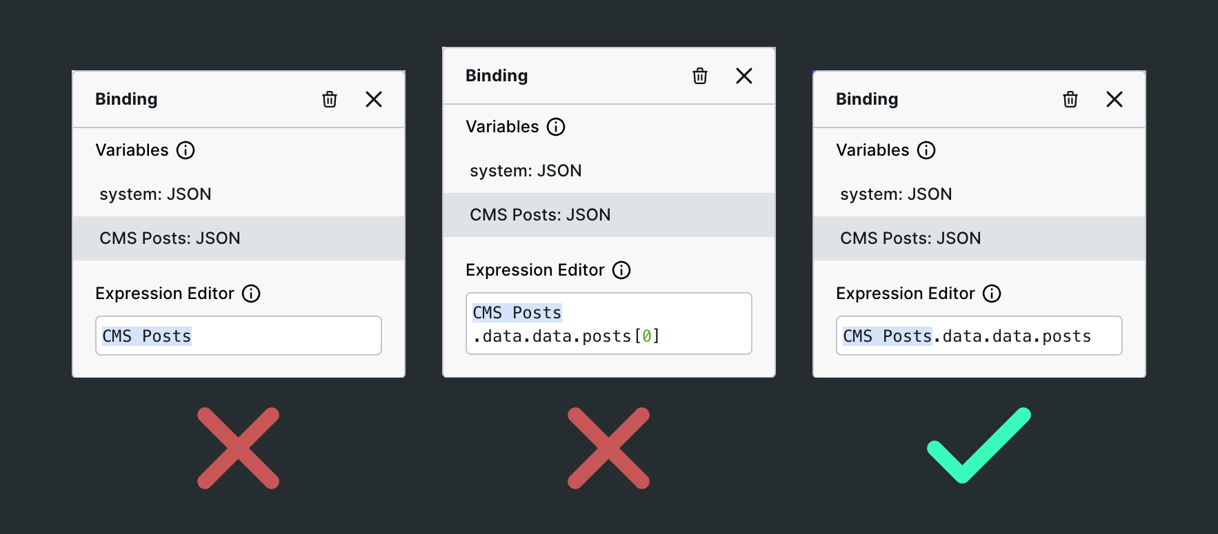 Right and wrong ways to bind data to a collection